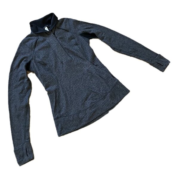 Lululemon Think Fast Pullover Running Shirt Long Sleeve Grey Herringbone Size 8 - Picture 1 of 8